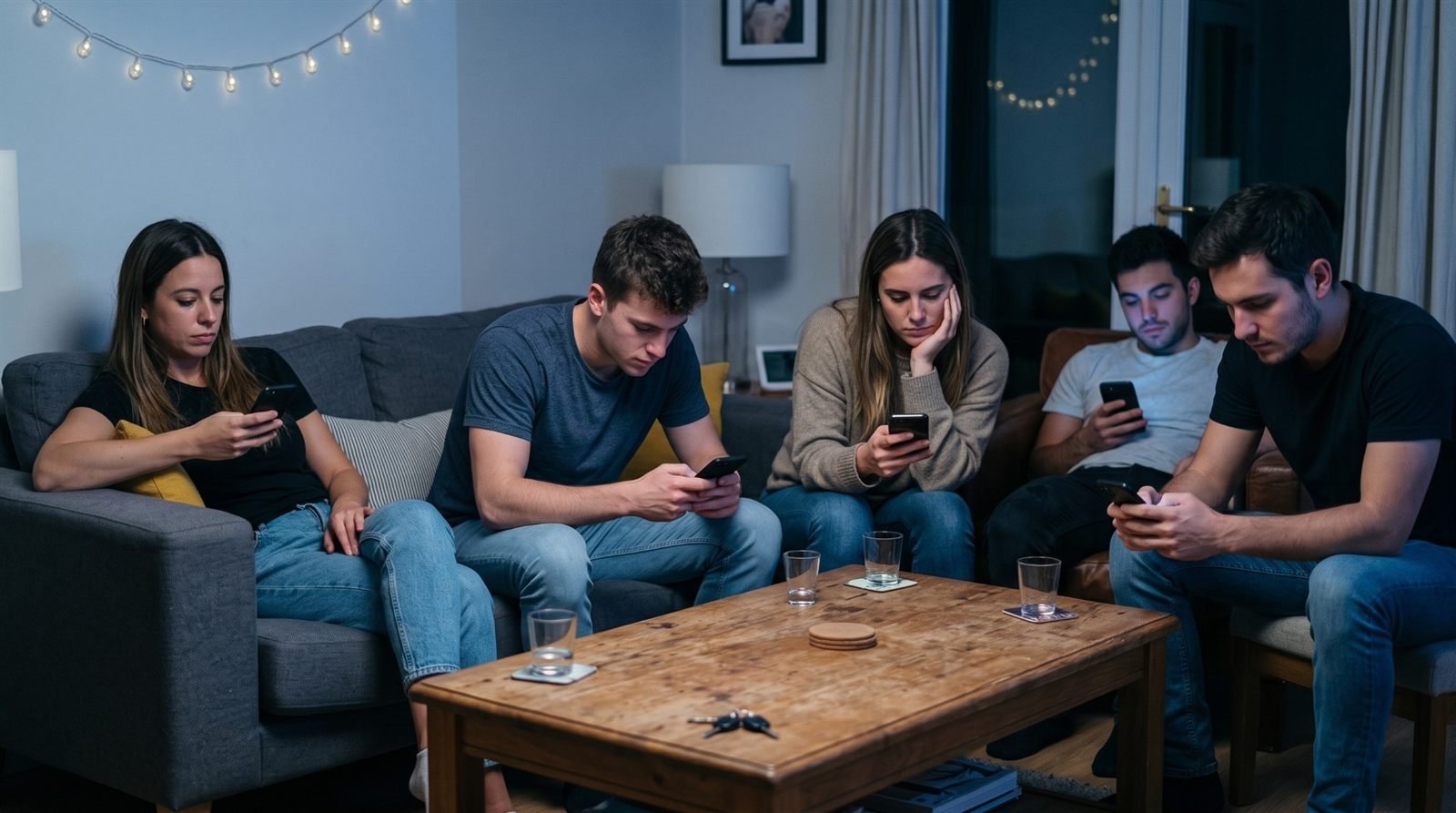 Antes: el grupo aburrido en el celular